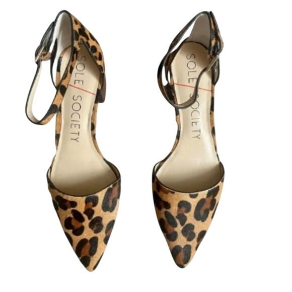 Sole Society Ankle Strap Pointed Toe Heel Leopard Size 7 - Picture 2 of 7